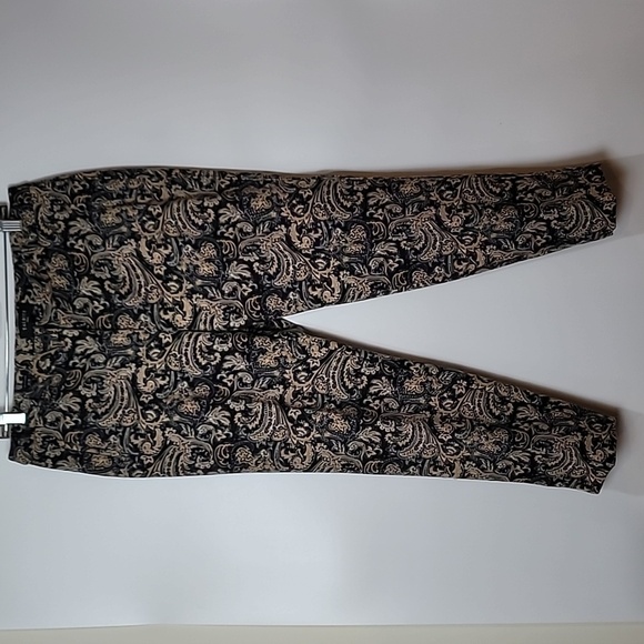 Talbots Pants - Talbots Petite Black & Tan Filigree Pants